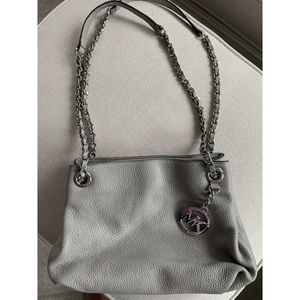 Michael Kors Small Gray Handbag with Silver Chain Handles